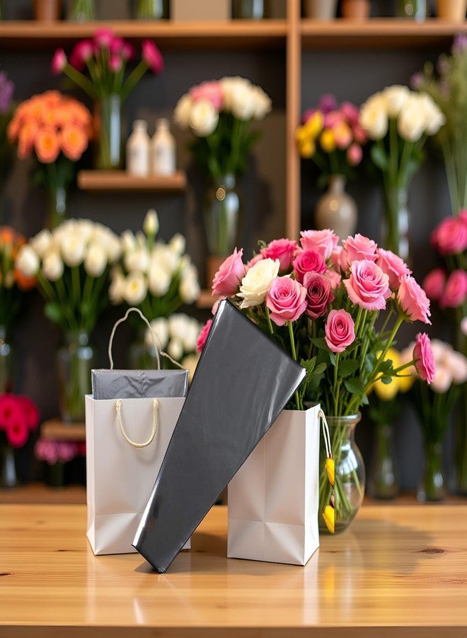 Cauaoa 100 Pcs Clear Flower Bouquet Bag Sleeve Transparent Cellophane Bags Rose Packaging Bags Gift Wrap for Valentine's Day - Image 5